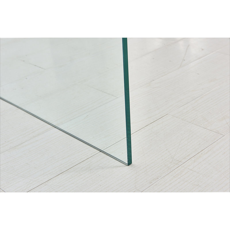 Transparent End Table,Tempered Clear Bent Glass SideTable