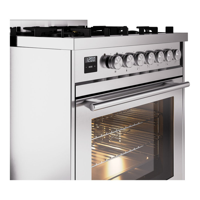 Cuisinière à double carburant 30 po ILVE Professional Plus II, Propane liquide, Acier Inoxydable