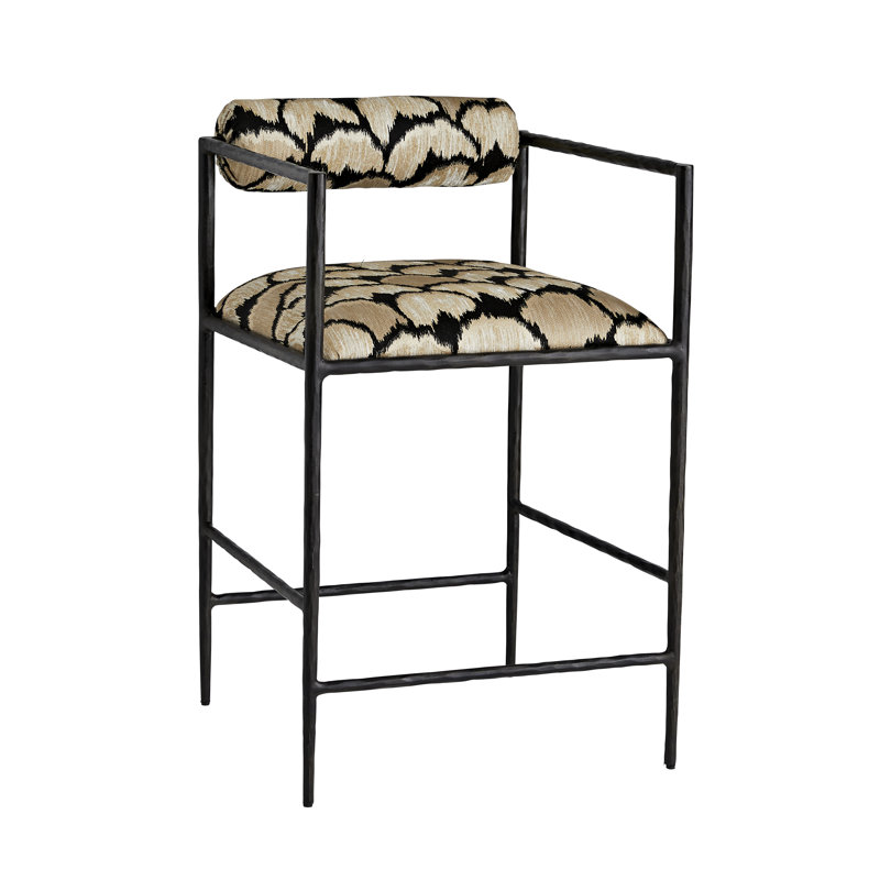 Barbana Upholstered Stool with Metal Frame, Counter Stool (24" Seat Height)