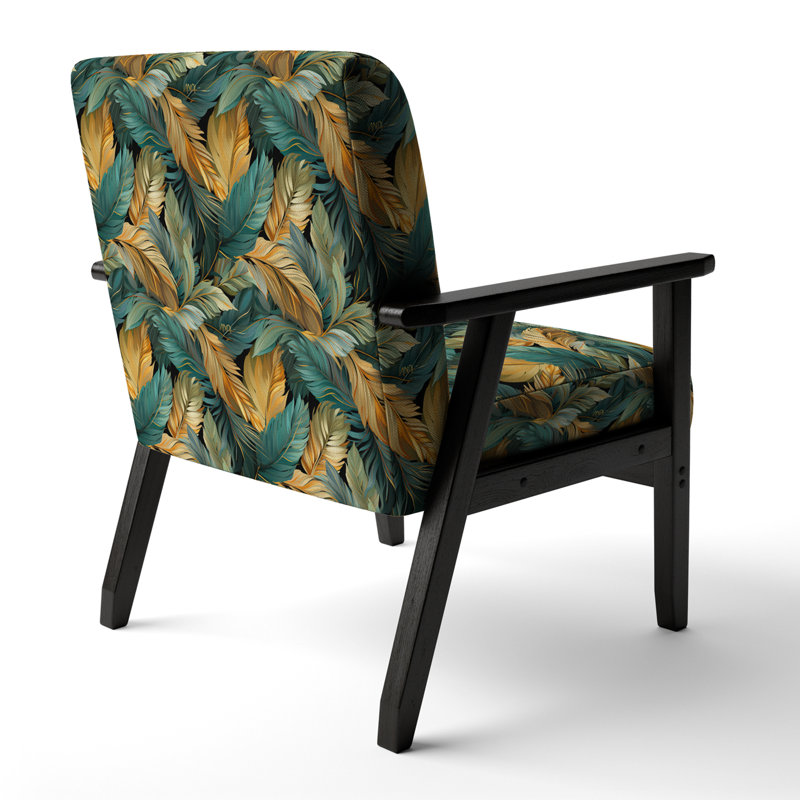 Mirage Radiance Tropical Pattern - Upholstered Coastal Arm Chair, Tropical Leaves Accent Chair