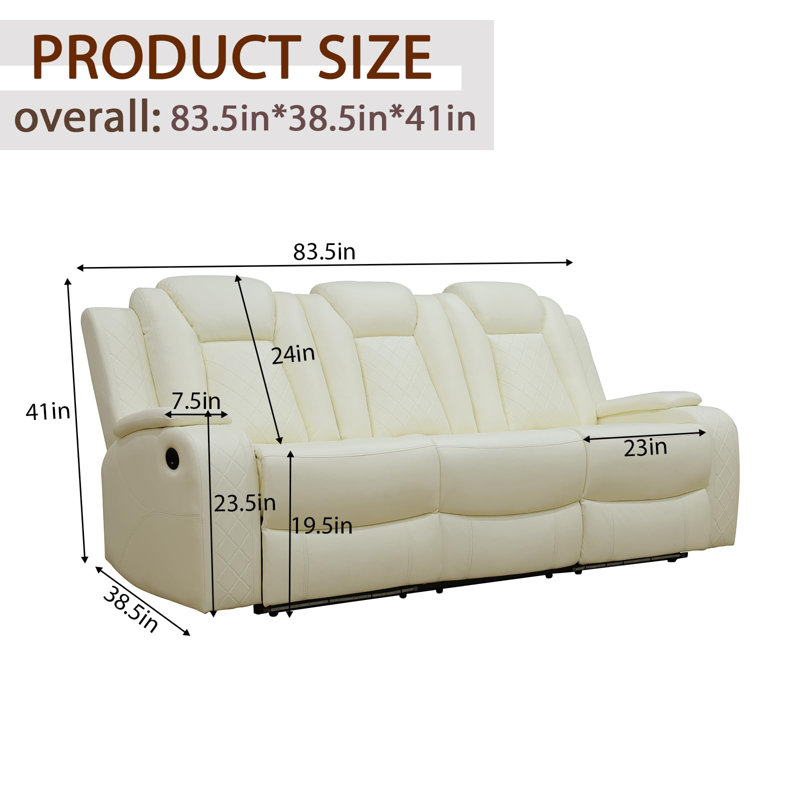 Canapé inclinable en cuir Breathing, Blanc