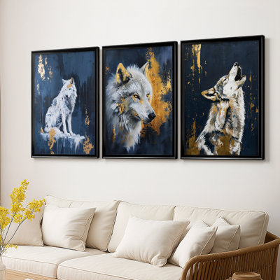 ANIMALS Series CXLIII  -Custom Framed  Wrapped Gallery Canvas - 3 Pieces