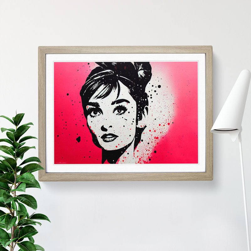 XH1022-10300X Woman Splashed - Single Picture Frame Print, 34cm H x 46cm W x 2cm D, Oak Framed