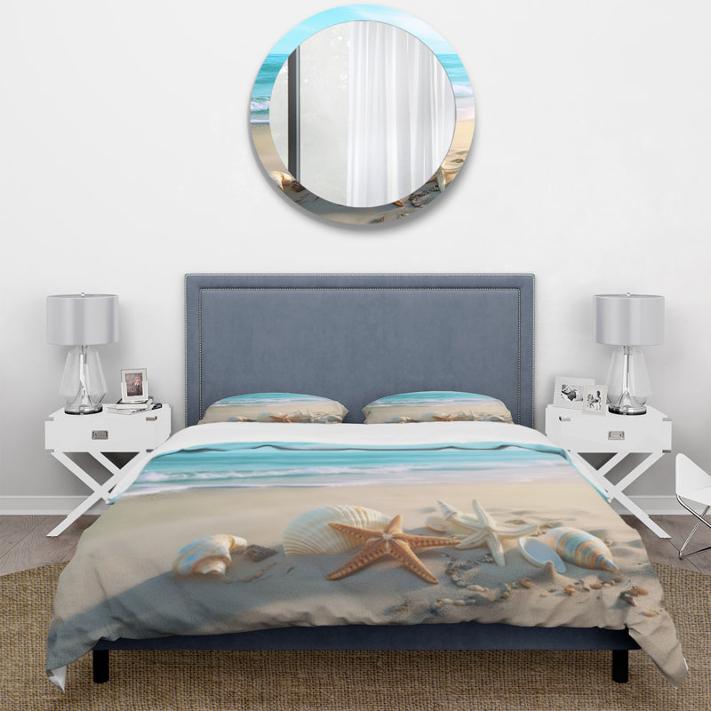 Coastal Seashore - Modern Beach Duvet Cover Set - Microfiber Polyester, Twin Duvet Cover + 1 Standard Sham