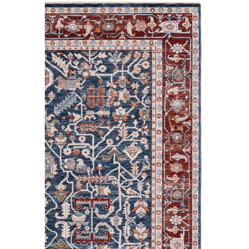 Tapis bleu marine / rouge tissé à la machine Ralph Lauren, Tapis de couloir 2 pi 2 po x 8 pi