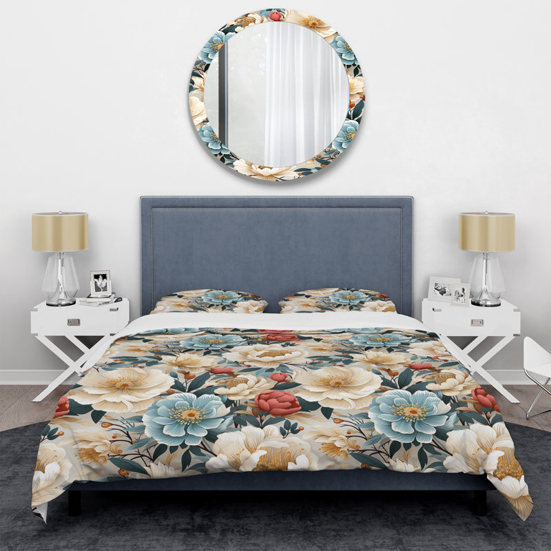 Boho Pastel Blooms Boho Pattern III - Ensemble de housse de couette à motif floral