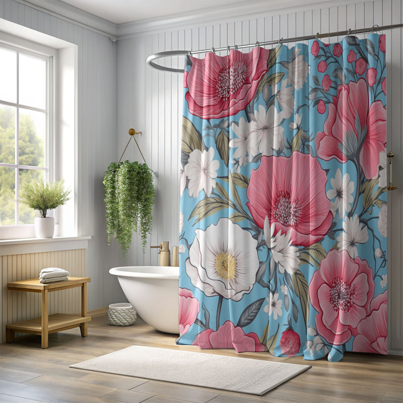 Blossom - Rideau de douche Premium, H 74 po x l 71 po