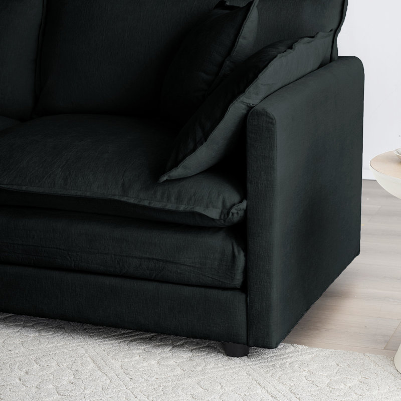 Canapé modulaire haut rembourré en chenille noire pour une couleur élégante - réversible et rembourrage épais, Noir