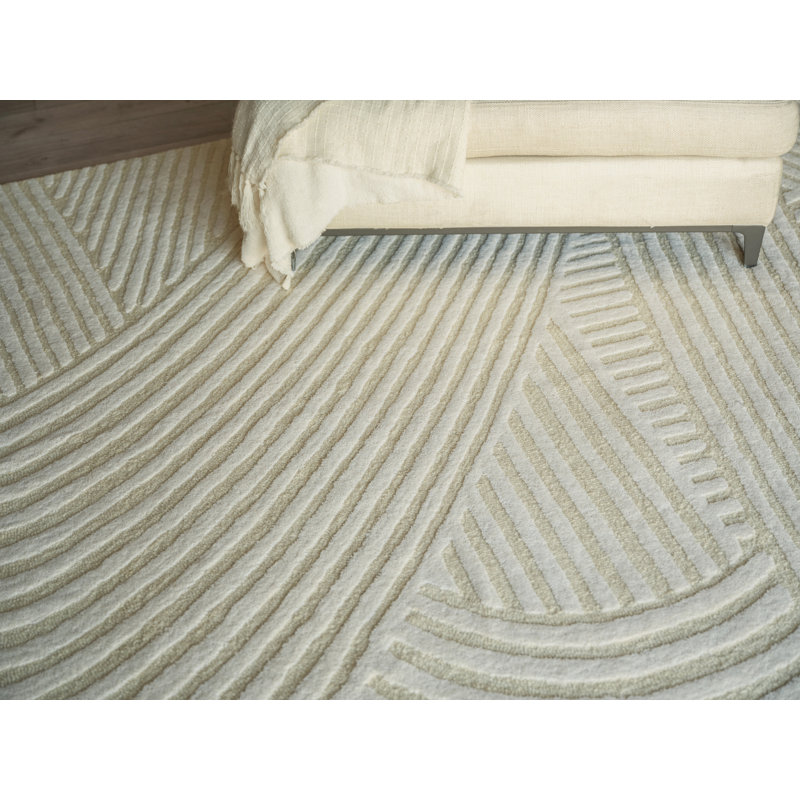 Entro Handmade New Zealand Wool Cream/Ivory Area Rug, Rectangle 9' x 12'