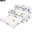 Lit simple en bois blanc délavé avec tête de lit bibliothèque intégrée, 3 grands tiroirs et bibliothèque à livres-2054355067