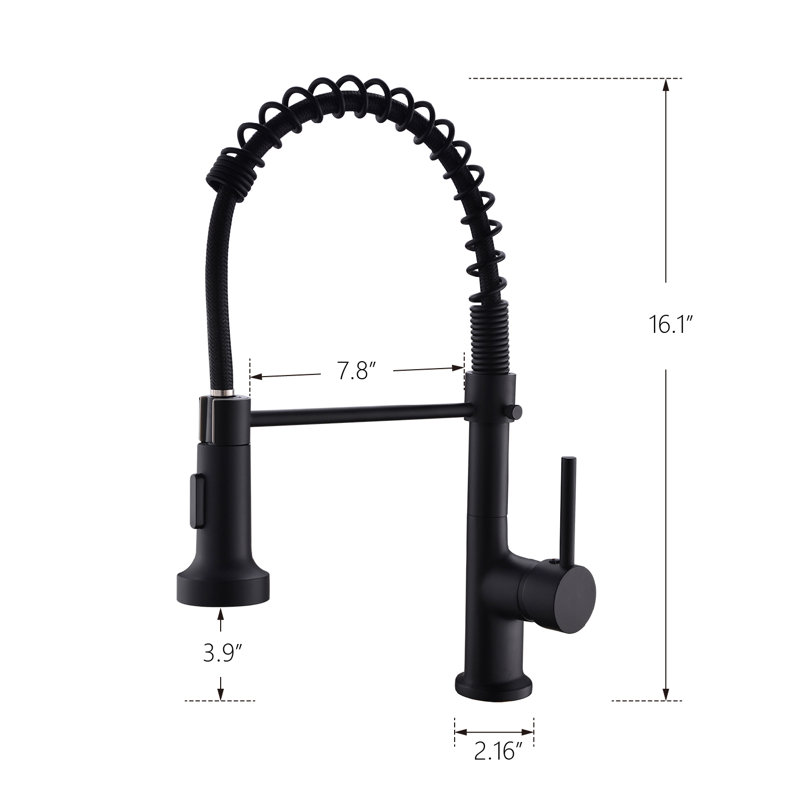 Clihome Pull Down Kitchen Faucet, Black/Black
