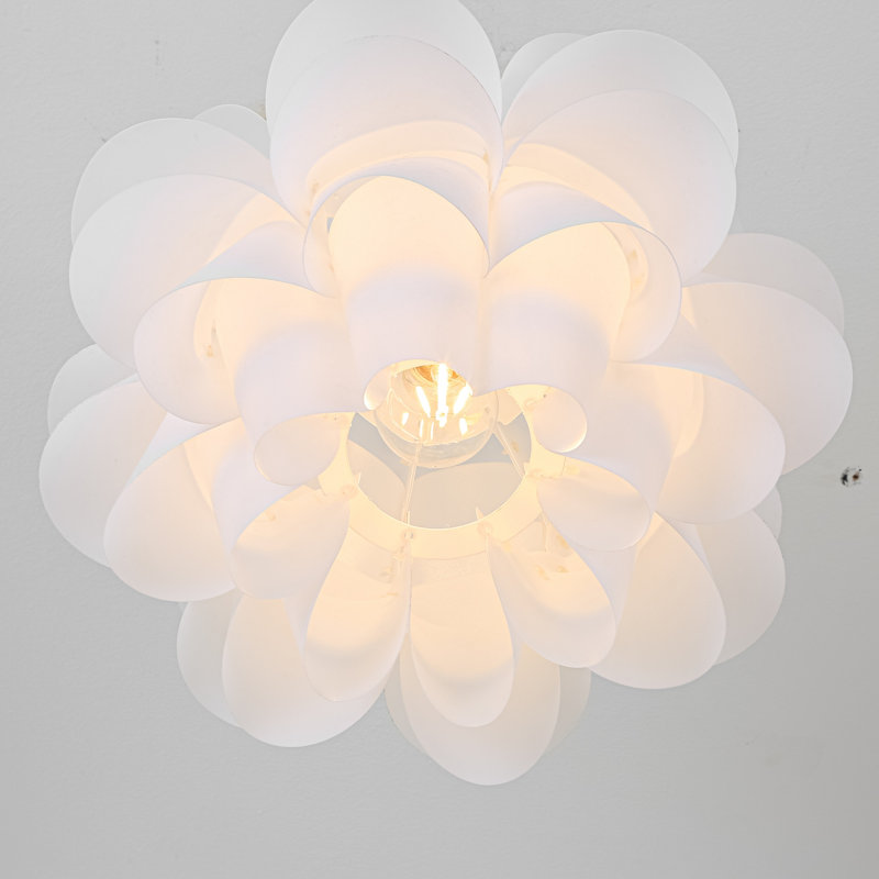 1-Light White Lotus Petal Flush Mount Ceiling Light