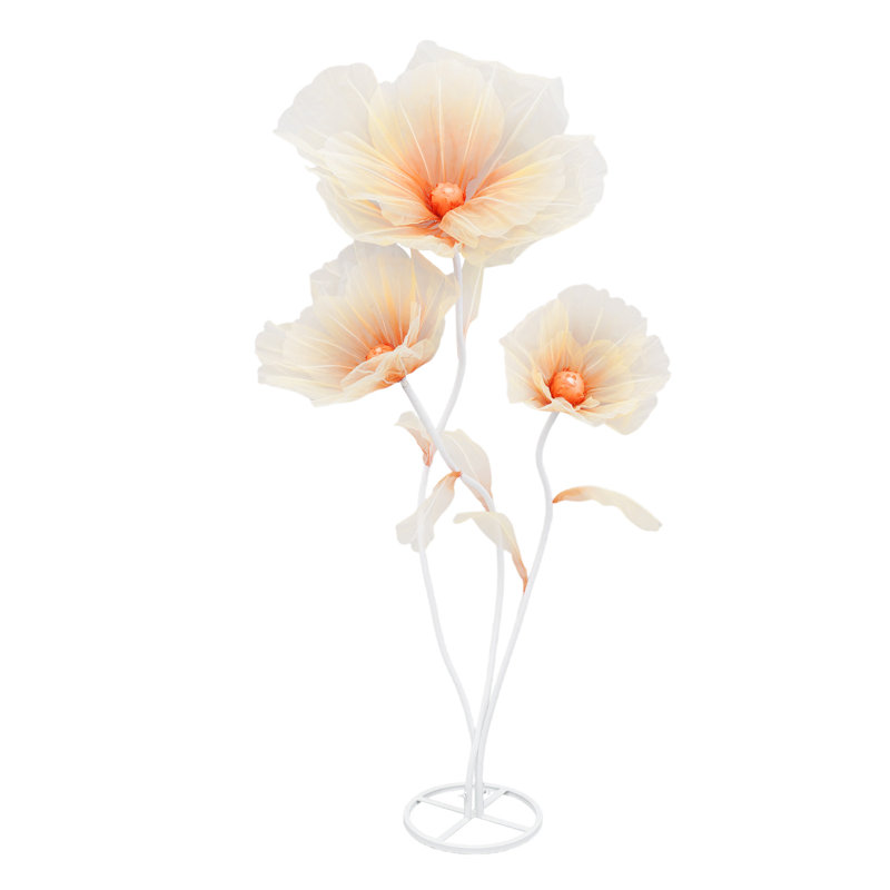Grande fleur artificielle à poser au sol pour décorations de mariage, Orange