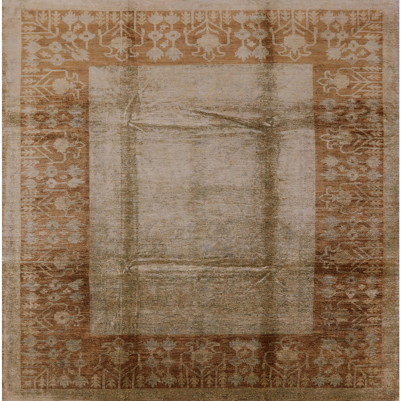 Tapis oriental beige / brun clair, Carré 7 pi