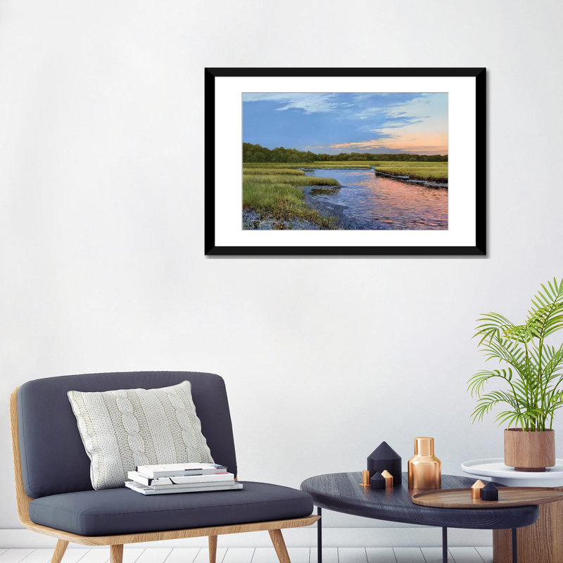 «Evening Downs», reproduction de photo sur toile, Papier d'art encadré noir, Blanc, H 24 po x l 32 po x P 1 po