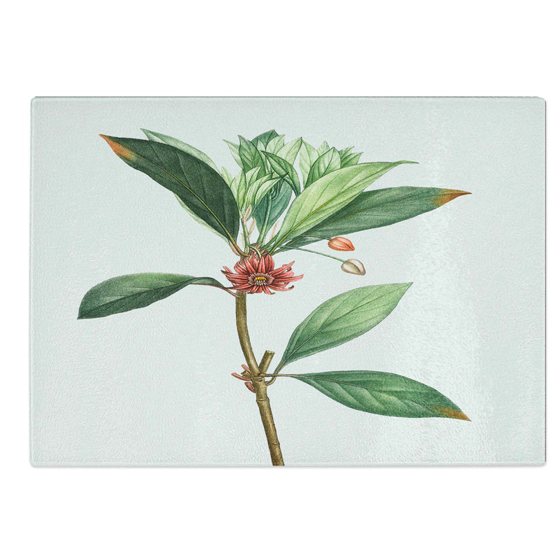 Tempered Glass Anise Flowers Chopping Board, 39 cm W x 28.5 cm L