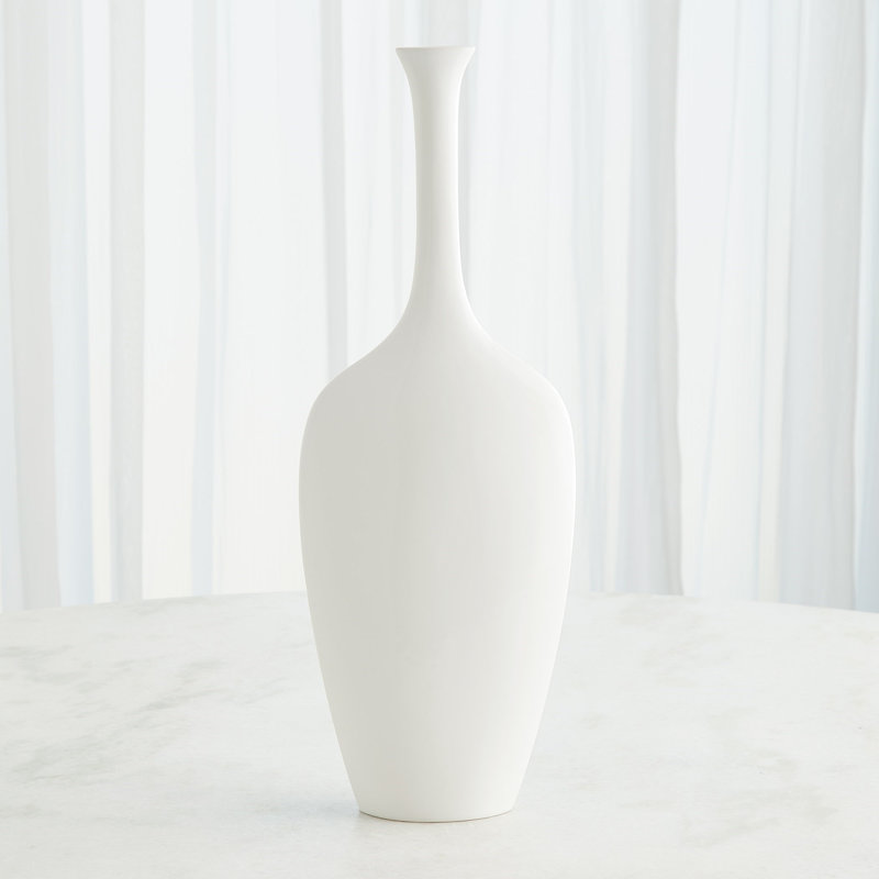 Silhouette Vase-Slim, White, Overall Height- 21.50"
