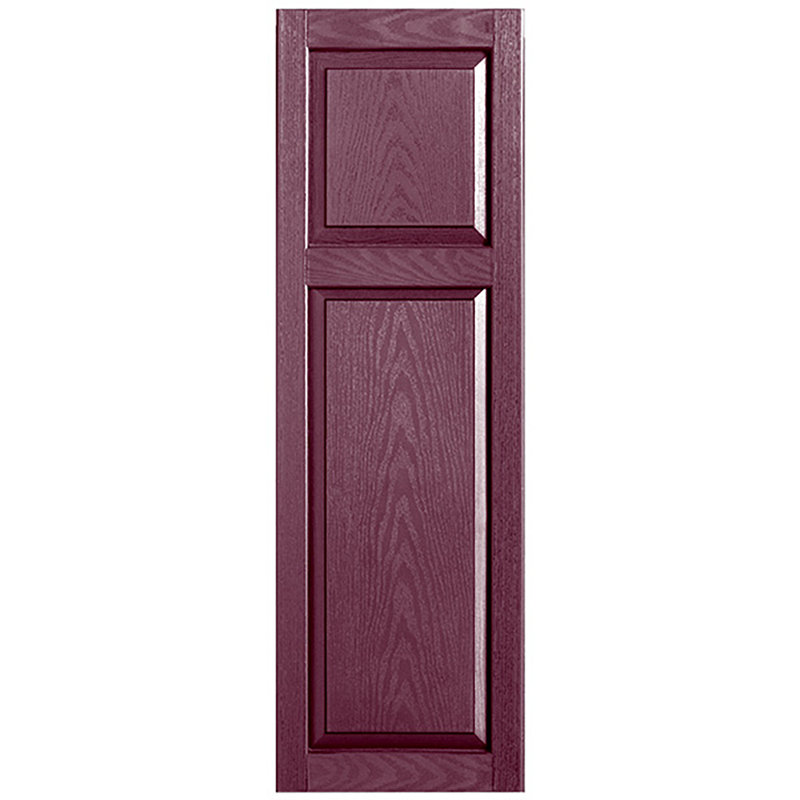 Custom Cottage-style Raised Panel Vinyl Shutters Pair, 60", Bordeaux, 15"