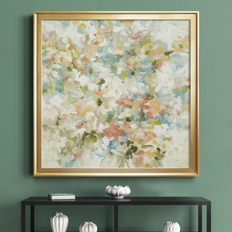 Floral Blush - Cadre photo, reproduction d'art sur toile, Cadre en érable, H 26,5 po x l 26,5 po x P 1,5 po