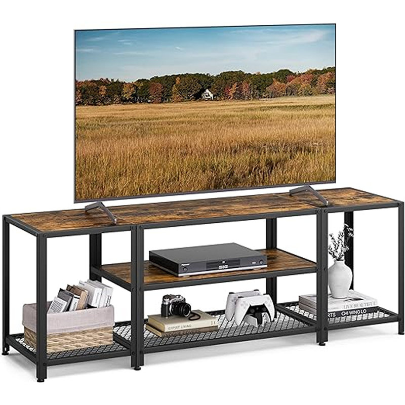 Ferdinandine TV Stand for TVs, Rustic Brown/Ink Black, 19.7" H X 57.9" W X 15.7 D