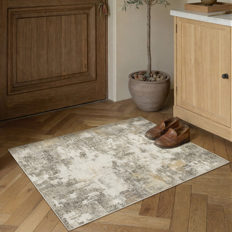 Tapis abstrait moderne Arden, Brown, Rectangle 2'3" x 2'9"