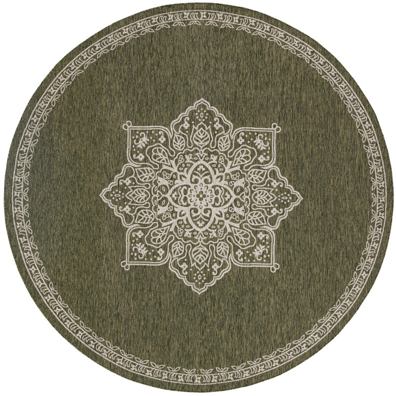 Tapis transitionnel Tollefson couleur forêt, Rond 12 pi
