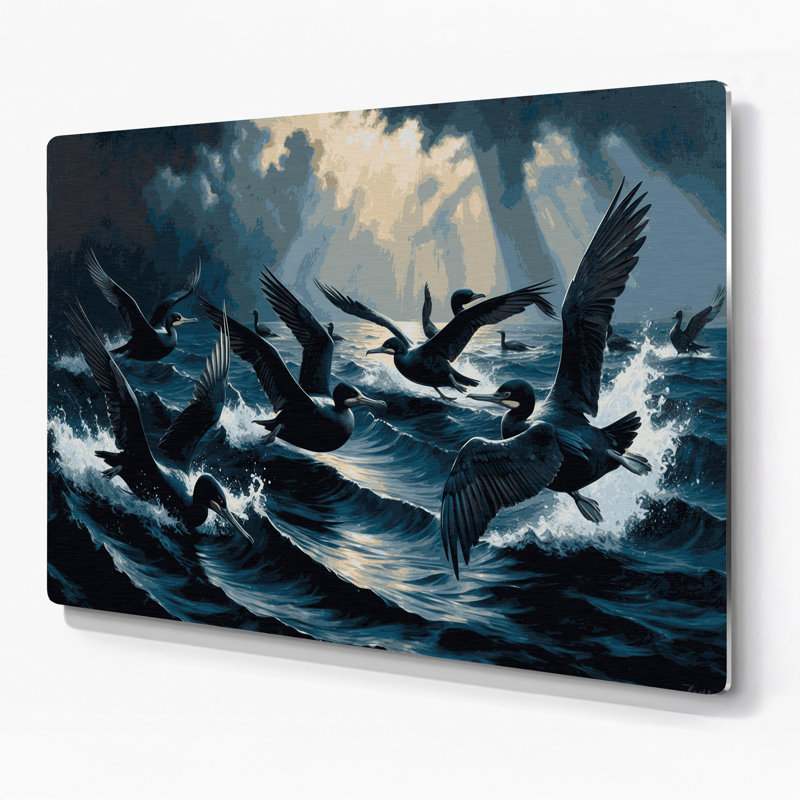 Oiseaux, art mural gris en métal Cormorant, H 132 po x l 168 po x P 0,05 po