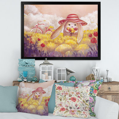 " Little Bunny With Flowers " Painting Print