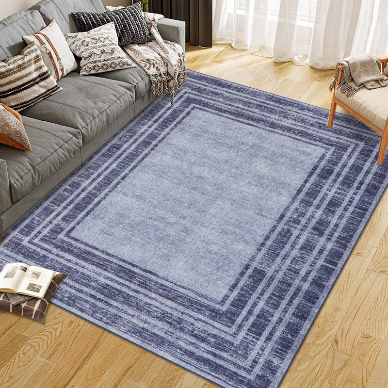 Machine Washable Area Rugs Soft Low-Pile,  Vintage Area Rug Non-Slip & Mark Resistant Carpet - Non-Shedding - Bedroom & Dining Decor
