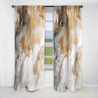 Or et gris A Marble Effect V - Rideau occultant en marbre abstrait - 1 panneaux