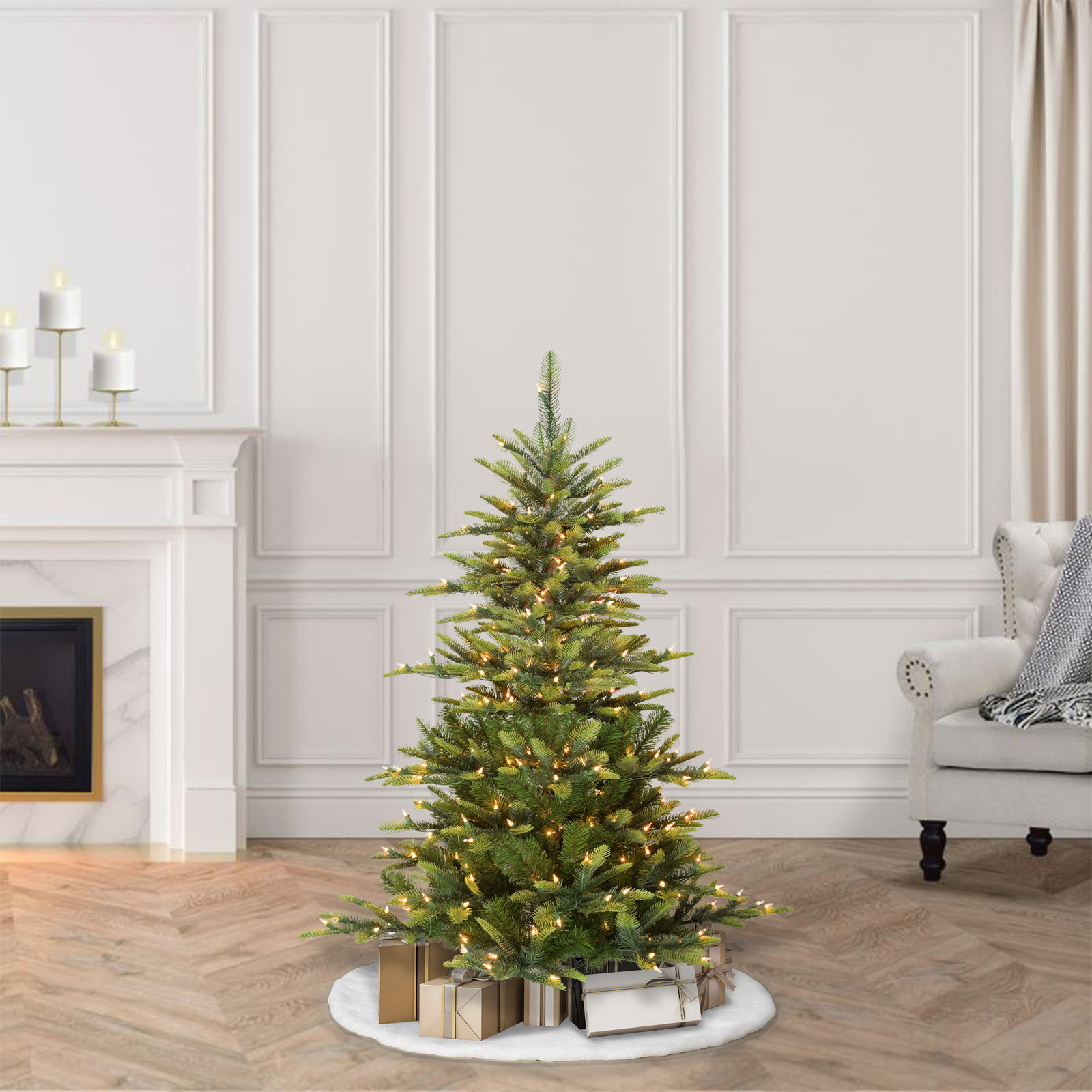 Lighted Artificial Christmas Tree, 4.5' H