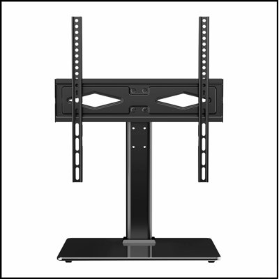 Universal Swivel TV Stand for 32-55 inch TVs, Height Adjustable with Tempered Glass Base for Living and Bedroom