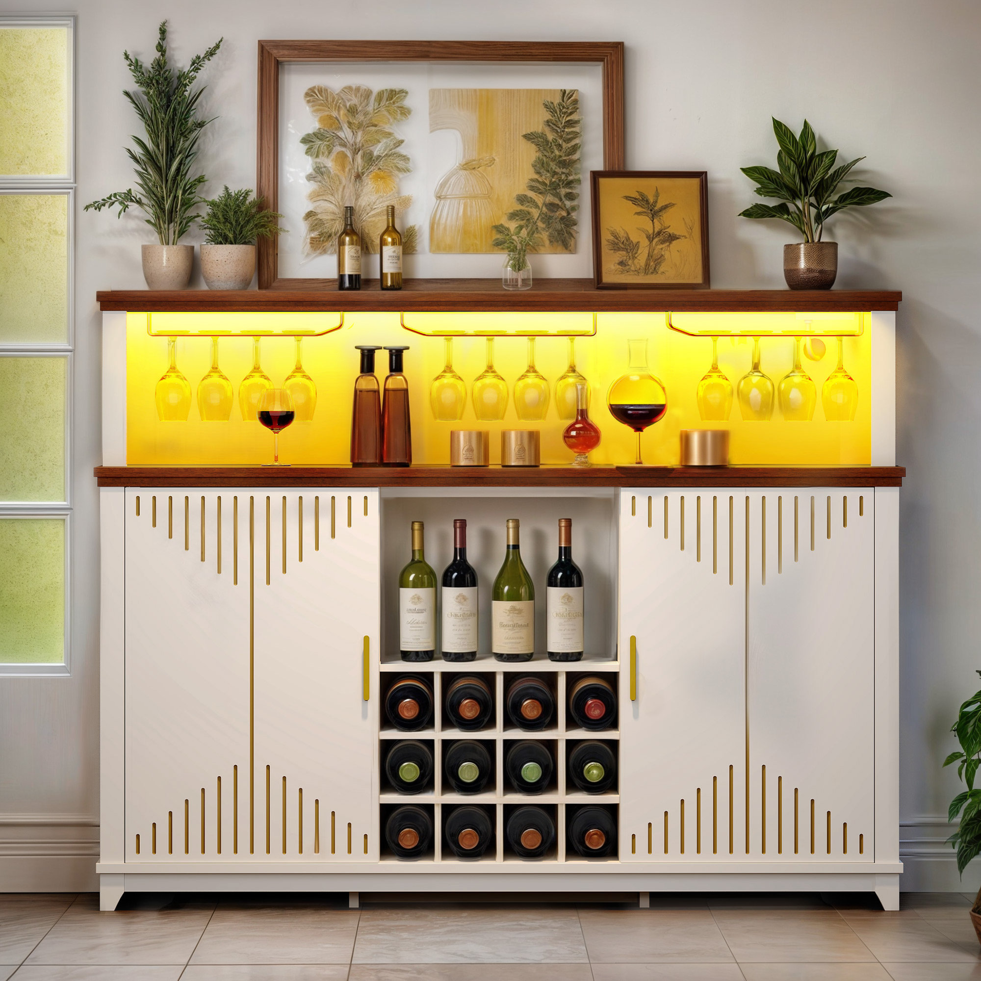 Wrought Studio™ Lachaka 55.12'' Bar Cabinet | Wayfair