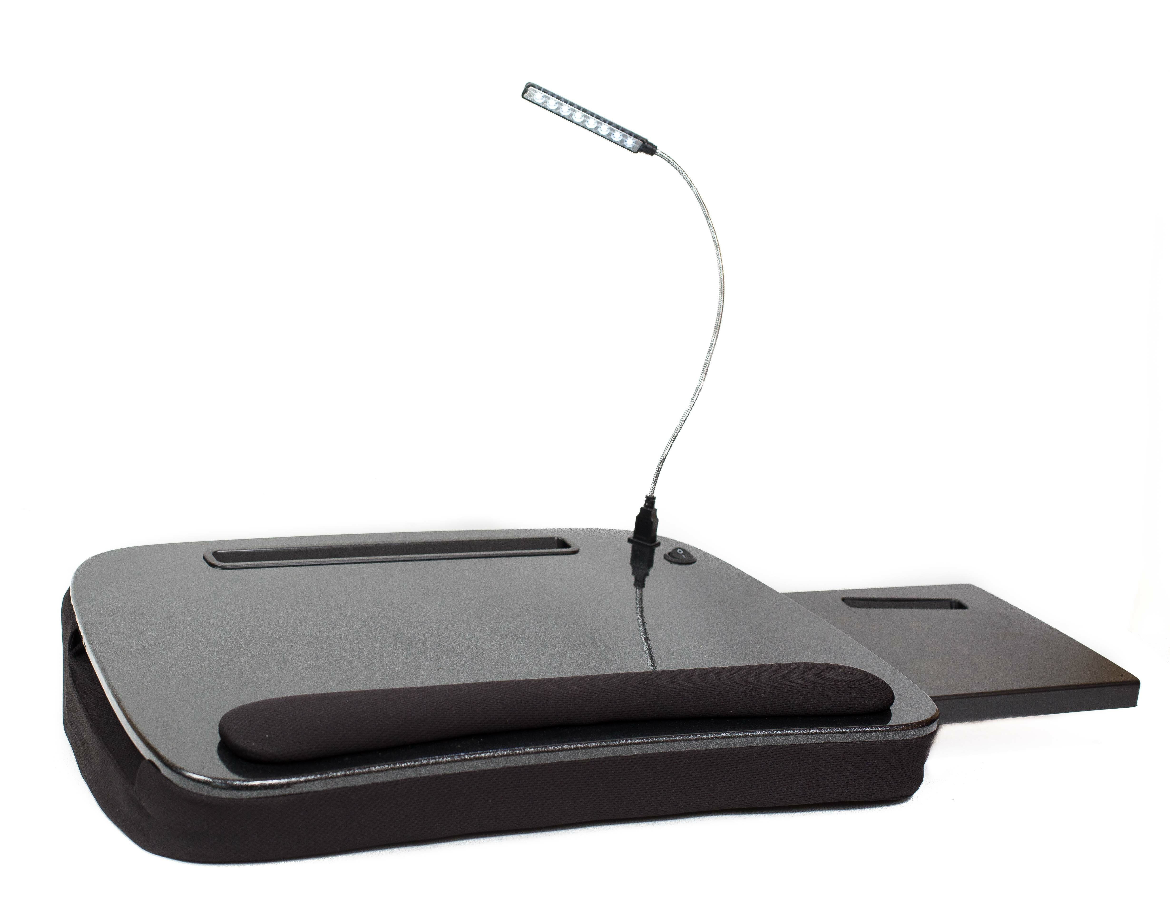 Sofia + Sam Multi Tasking Memory Foam Lap Desk with USB Light and Mouse Pad  - black