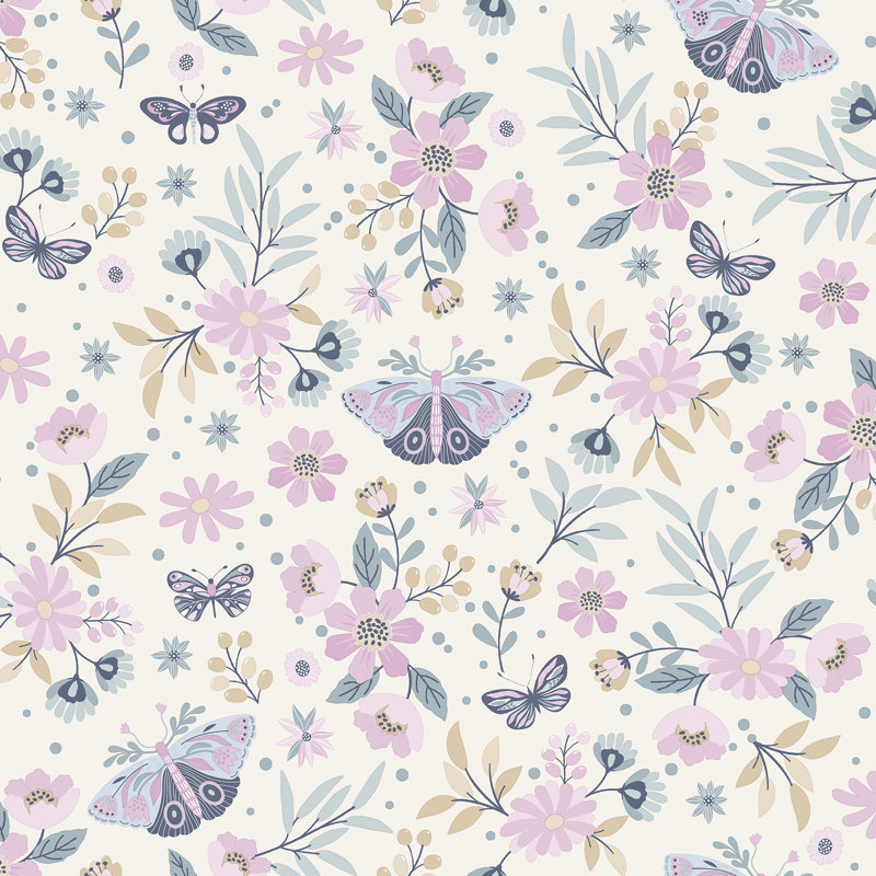Gorlest Floral Butterfly Non-Pasted Wallpaper, Pink