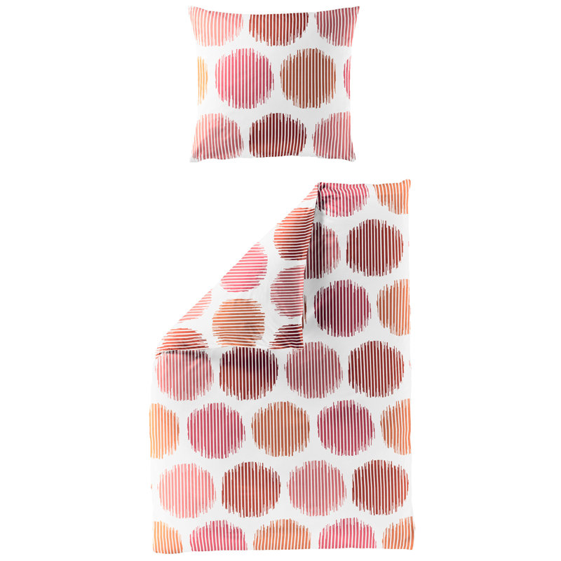 Geometric Shapes Duvet Cover Set with Pillowcases Included, 135 x 200cm Duvet Cover + 1 Standard Pillowcase, Peach