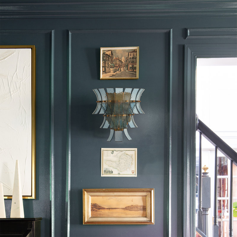 Abigail 3 light sconce, Aged Brass/Blue