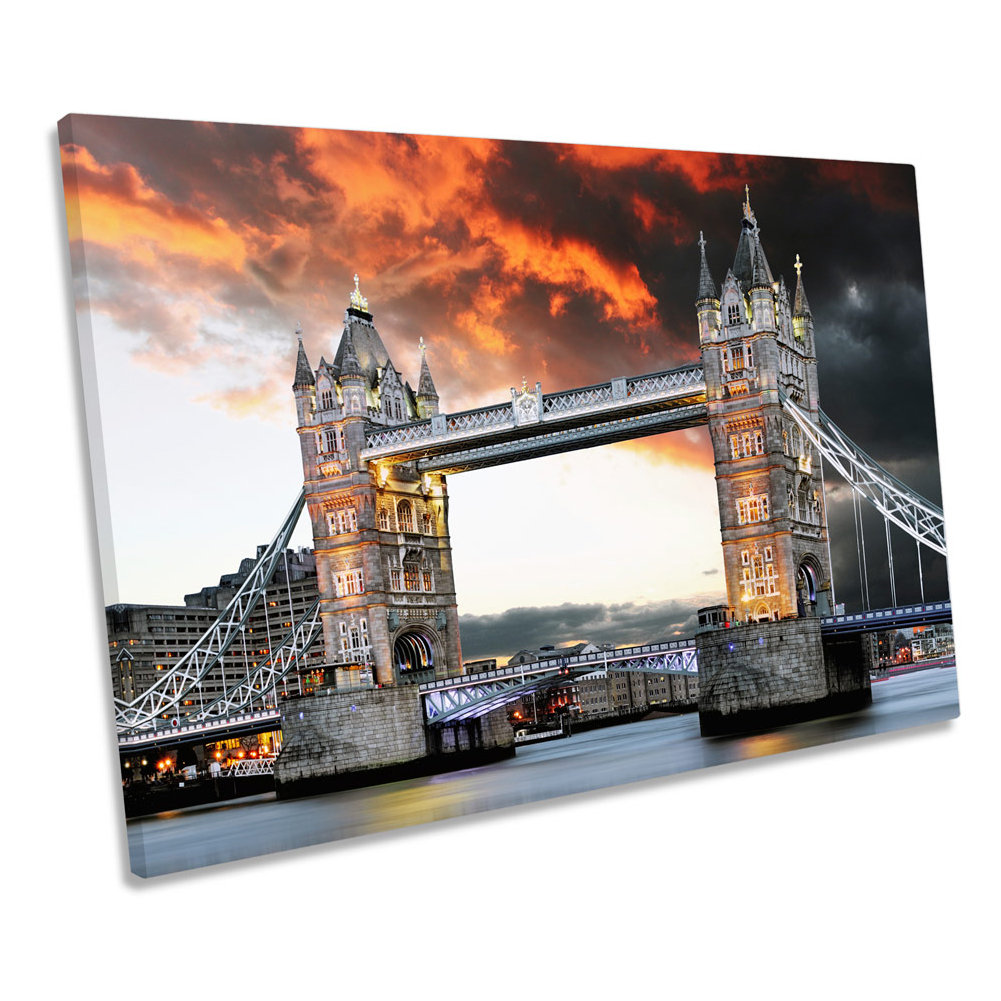 City London Tower Bridge Sunset - Wrapped Canvas Print
