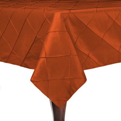 Ultimate Textile Embroidered Pintuck Taffeta Tablecloth Persimmon Burnt Orange