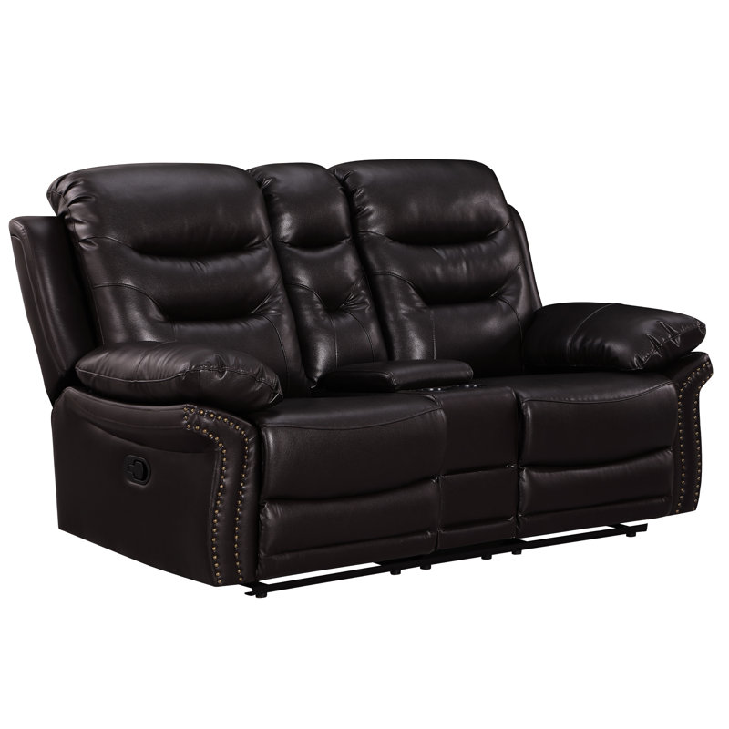 Cuir avec rembourrage en mousse et support lombaire - Console sinueuse brune