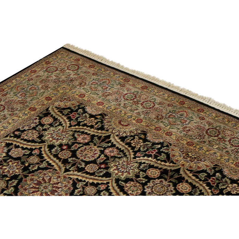 Wool Oriental Area Rug in Black/Yellow/Red