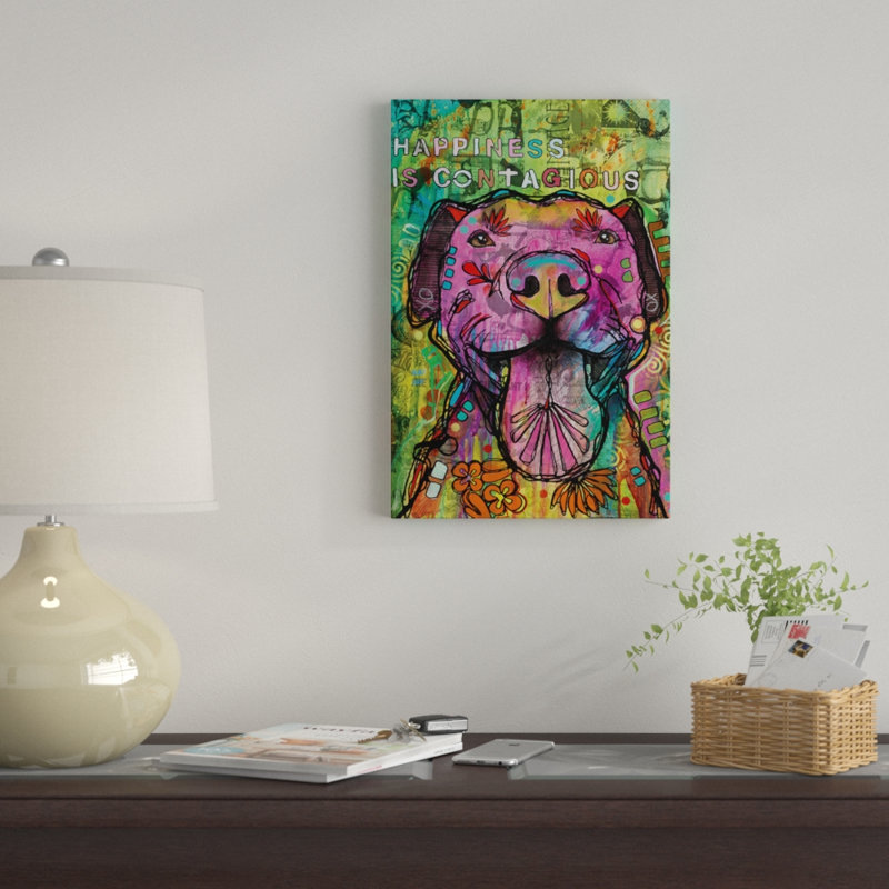 «Happiness Is Contagious», impression sur toile, H 26 po x l 18 po x P 1,5 po, Toile avec cadre noir, Pas de tapis