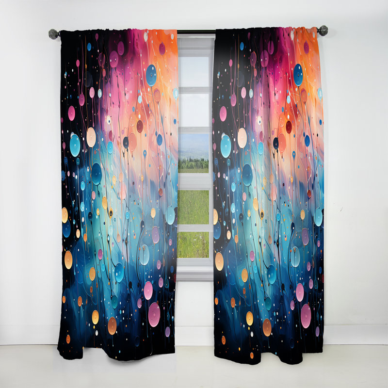 Verasha Pink And Blue Neon Pop Art II - Glam Curtain - Velvet Room Darkening - 1 panel, 52" W x 120" L