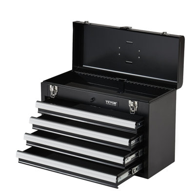 Metal Tool Box, 20.5-Inch, Portable Metal Tool Box With 4 Drawers, Small Tool Chest With EVA Liners, Ball Bearing Slide Drawers Locking And Powder Coated Finish, Multi-Function Tool Organizer