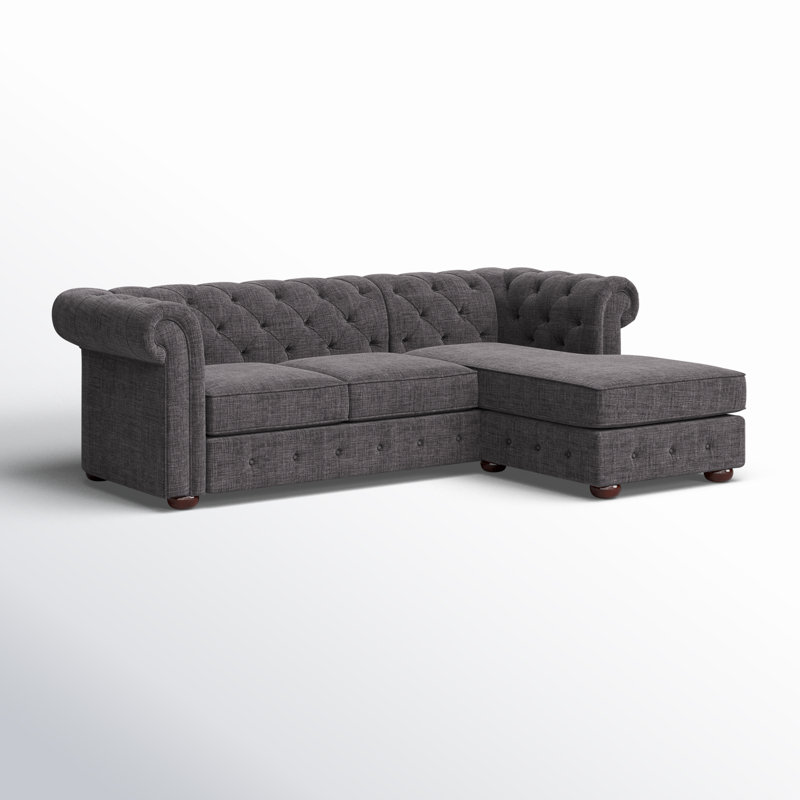 Dunn Upholstered L-Shaped Sectional Right Hand Facing, Dark Grey Linen