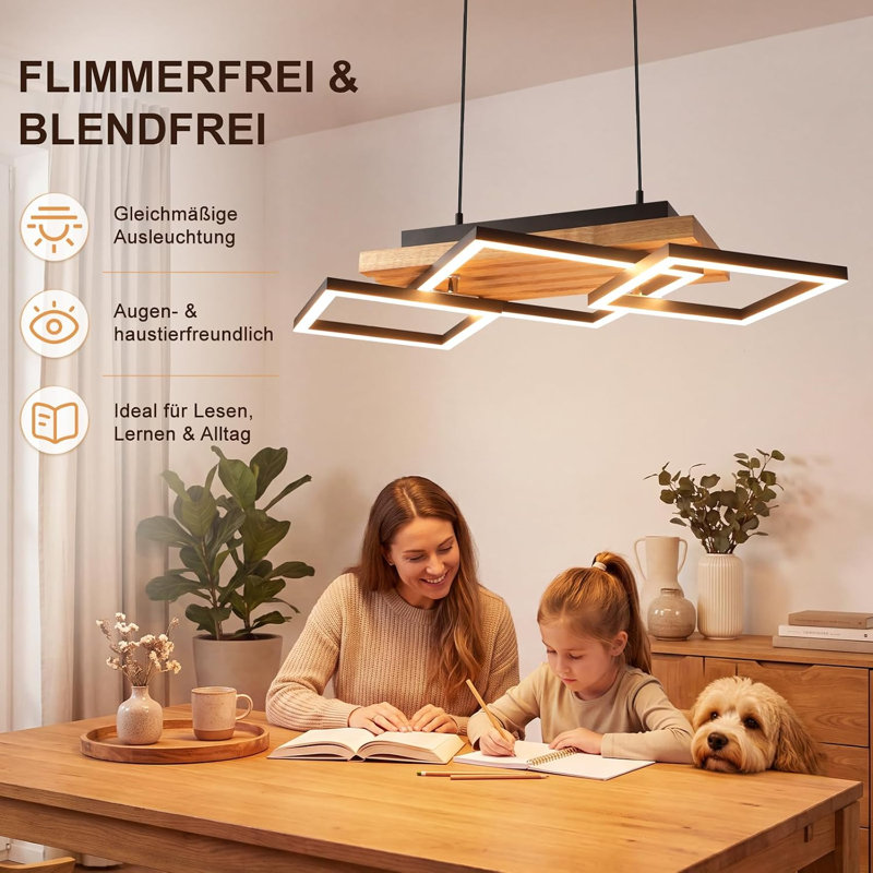 3-Light Black Dimmable LED Kitchen Island Pendant