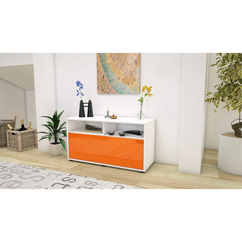 Isai 92cm W Chest of Drawers, High-gloss Orange / Matte White