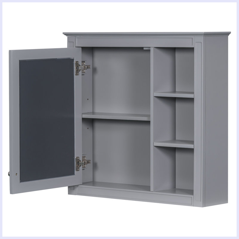 Armoire de rangement murale moderne avec miroir, Gris