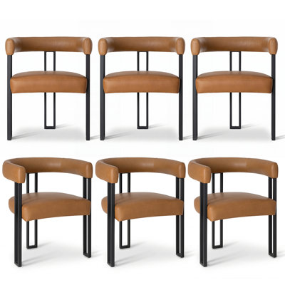 Fauteuil de salle à manger rembourré en similicuir de 18 po (ensemble de 6)
