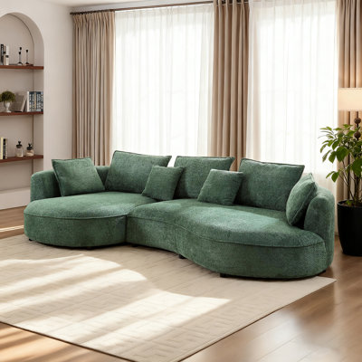 125" Curved Boucle 5-Seat Sectional Sofa, Modern Cloud Style Oversized Upholstered Couch for Living Room, Apartment, Open Concept Space